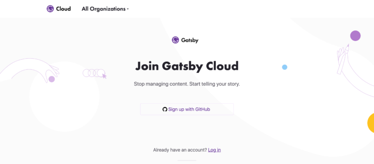 Gatsby Cloud の Sign up 画面のキャプチャ画像