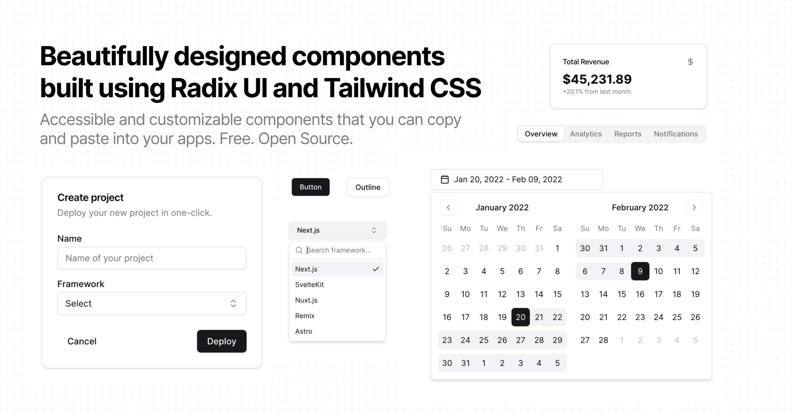 アイキャッチ画像：Tailwind CSS ベースの UI コンポーネント”コレクション” shadcn/ui を導入してみる