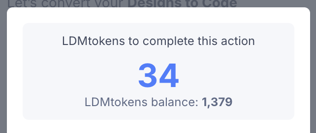 LDMtokensが34消費されるという表示の Figma Plugin キャプチャ画像